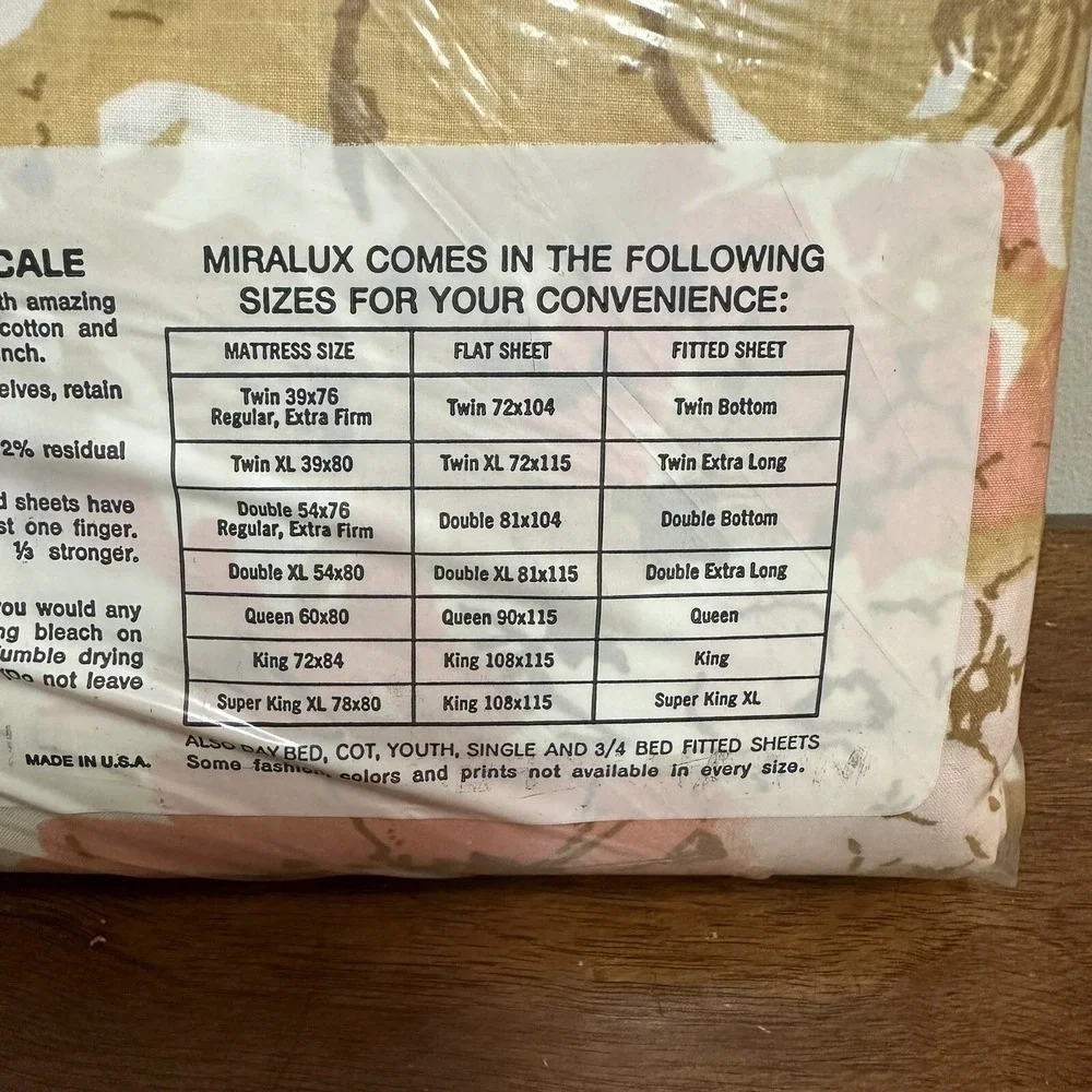 Vintage Lady Pepperell Miralux Percale King Fitted Sheet Retro Made USA NEW NOS